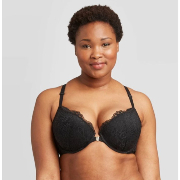 Women's Racerback Lace Push-Up Bra Black 34DD Underwire - Picture 1 of 7